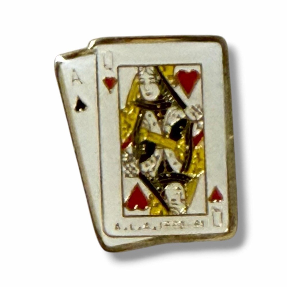 ALA 1990-1991 Queen of Hearts Ace of Spades Playing Card Vintage Lapel Pin B1